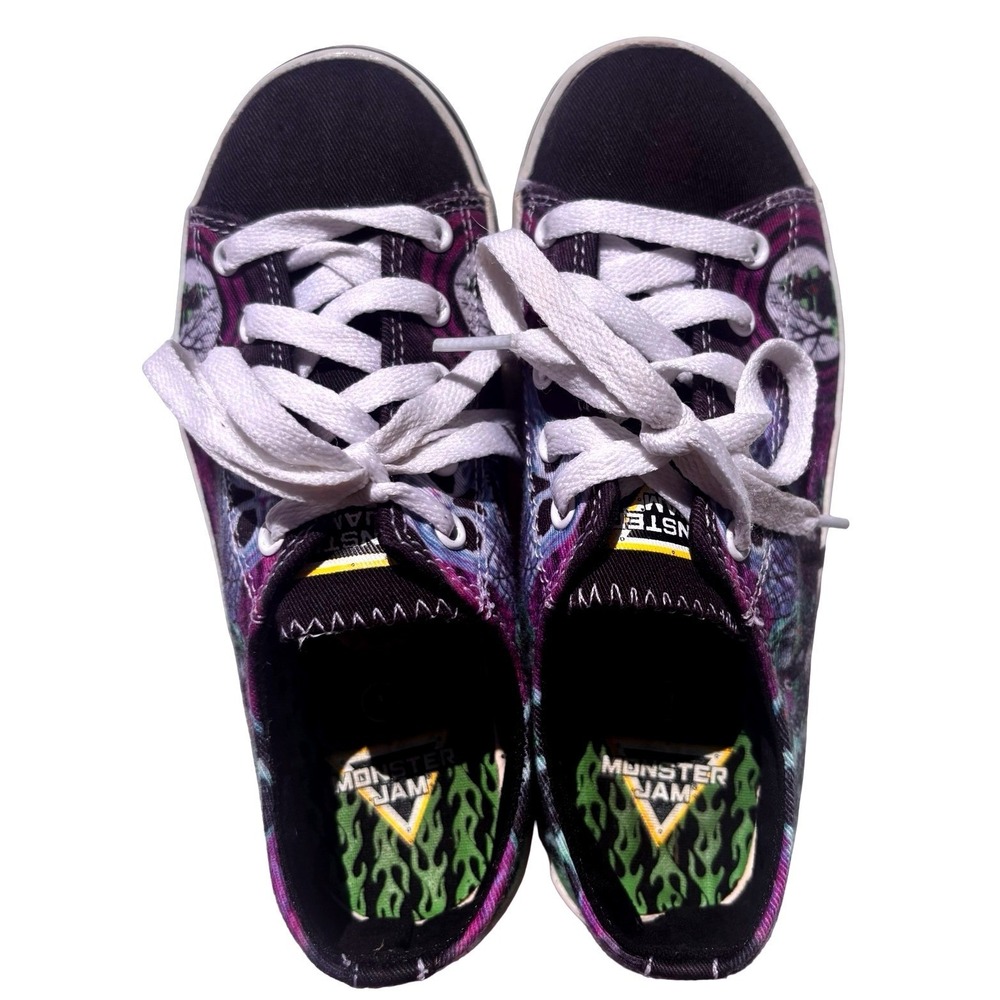 Monster Jam Sneakers Kids Size 1 Multicolor Excellent Grave Digger Low Top